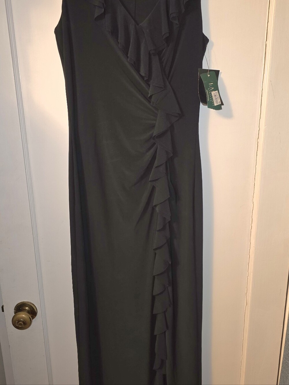 Ralph Lauren Black Ruffle-Front Maxi Dress